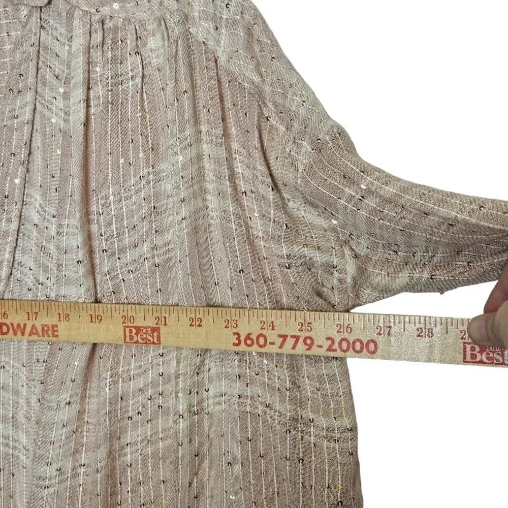 Free People Women's Fearless Love Plaid Woven Shirt Beige/Pink‎ Sequins XSmall